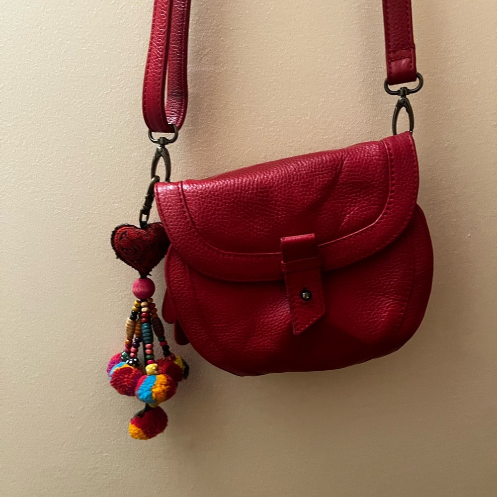 Stylish Red Leather Crossbody Bag